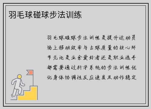 羽毛球碰球步法训练